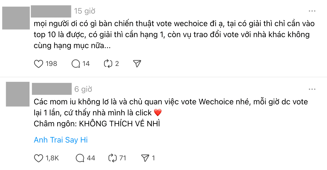 Ngay lúc này: 1 mét vuông gặp 10 cái tút mặn hơn muối biển cày vote cho thần tượng ở WeChoice Awards 2024- Ảnh 9.