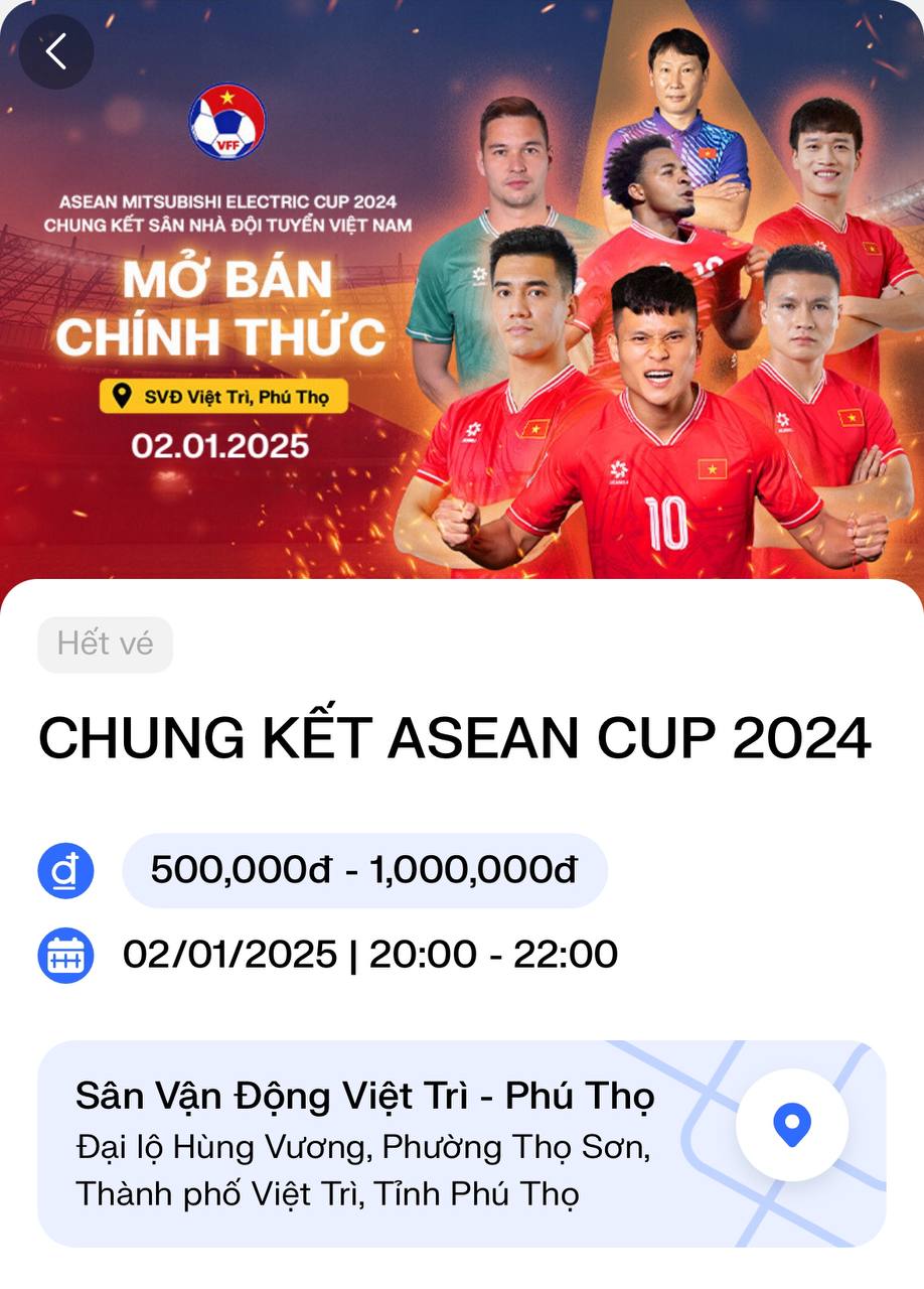 App mở bán vé chung kết ASEAN Cup 2024 sập ngay sau khi mở bán, người hâm mộ hoang mang!- Ảnh 4.