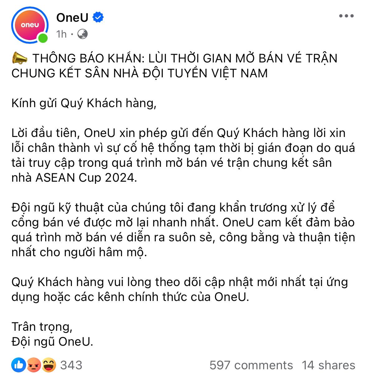 App mở bán vé chung kết ASEAN Cup 2024 sập ngay sau khi mở bán, người hâm mộ hoang mang!- Ảnh 2.