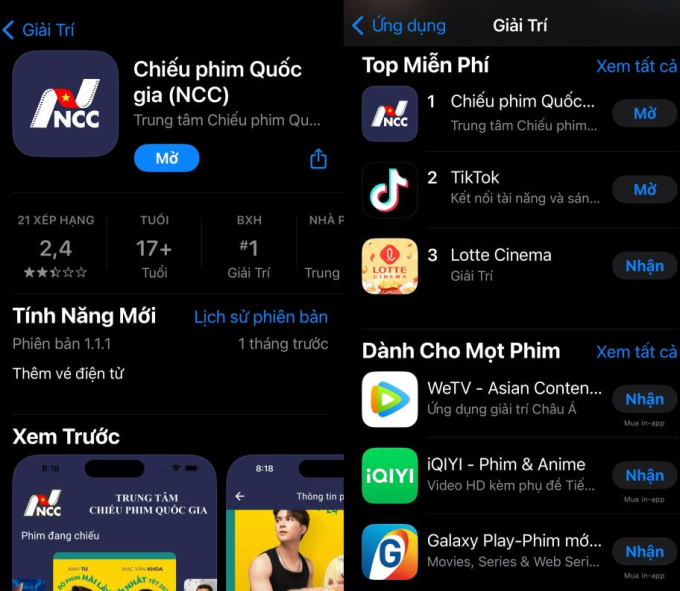 View - Đưa ứng dụng Chiếu phim Quốc Gia (NCC) leo thẳng top 1 App Store, làm sập web, phim "Đào, phở và piano" quá hot rồi!