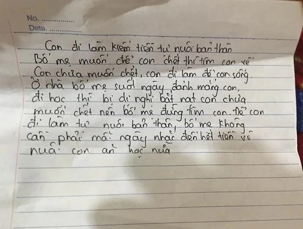 Thiếu nữ 16 tuổi mất tích, để lại thư: Bố mẹ suốt ngày đánh mắng, đi học thì bị bắt nạt, đừng tìm con - Ảnh 1.