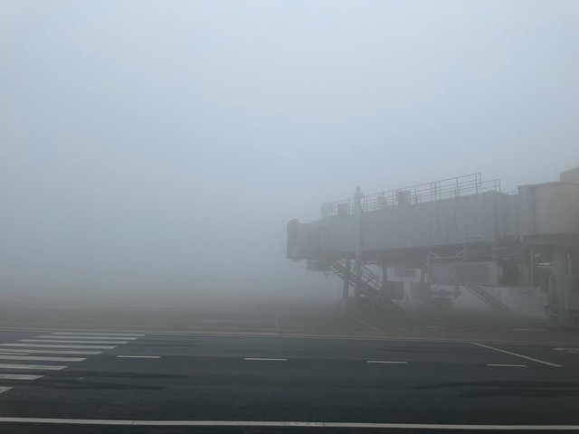 Sương mù dày đặc tại sân bay Nội Bài, ngành hàng không họp khẩn - Ảnh 1.