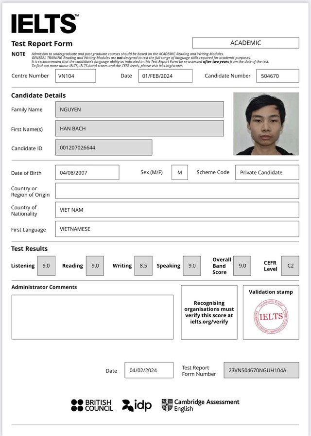 Nguyễn Hàn Bách - nam sinh trường làng vừa đạt 9.0 IELTS là ai? - Ảnh 2.