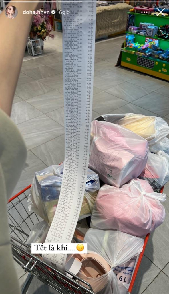 Đỗ Hà về quê Thanh Hóa ăn Tết, khoe hóa đơn shopping dài cả mét khiến netizen hoa cả mắt - Ảnh 3.