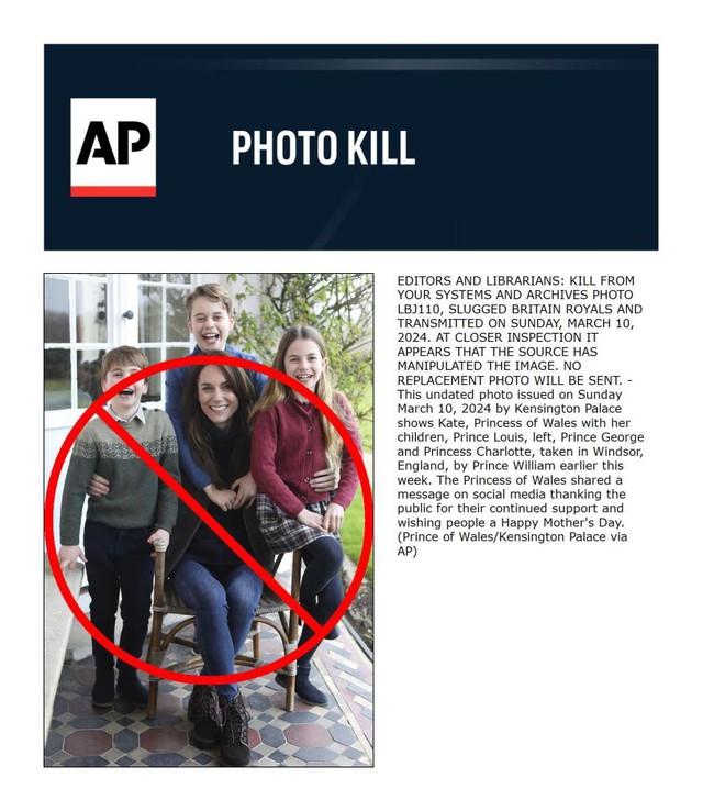 Lộ chi tiết đáng ngờ về bức ảnh chụp Vương phi Kate sau 2 tháng, AFP, Reuters, AP... đồng loạt gỡ ảnh gây hoang mang - Ảnh 2.