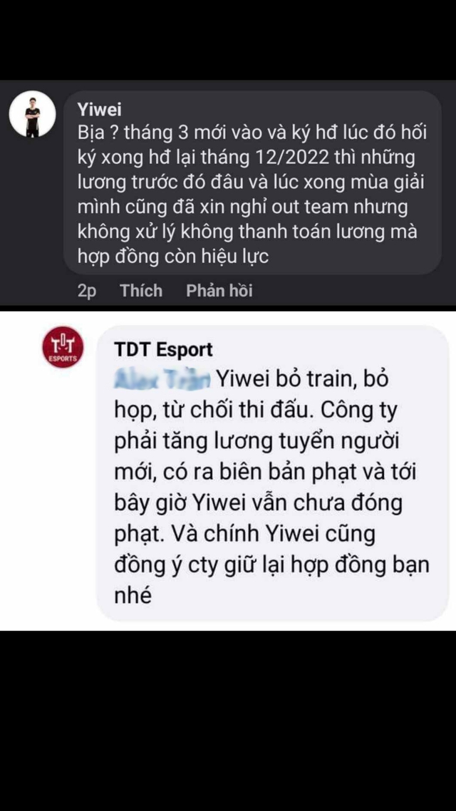 Thực hư chuyện Yiwei bị nợ lương, giam hợp đồng: TDT Esports chính thức lên tiếng - Ảnh 4.