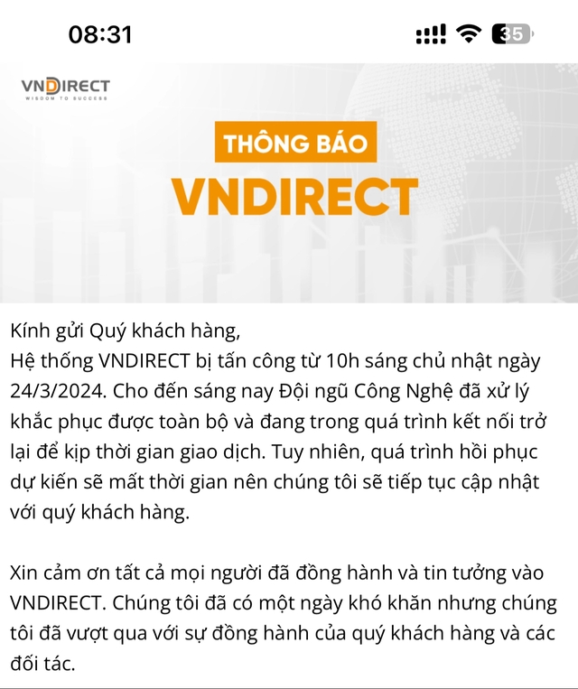 Đến lượt HoSE tạm thời ngắt kết nối giao dịch với Chứng khoán VNDirect - Ảnh 1.