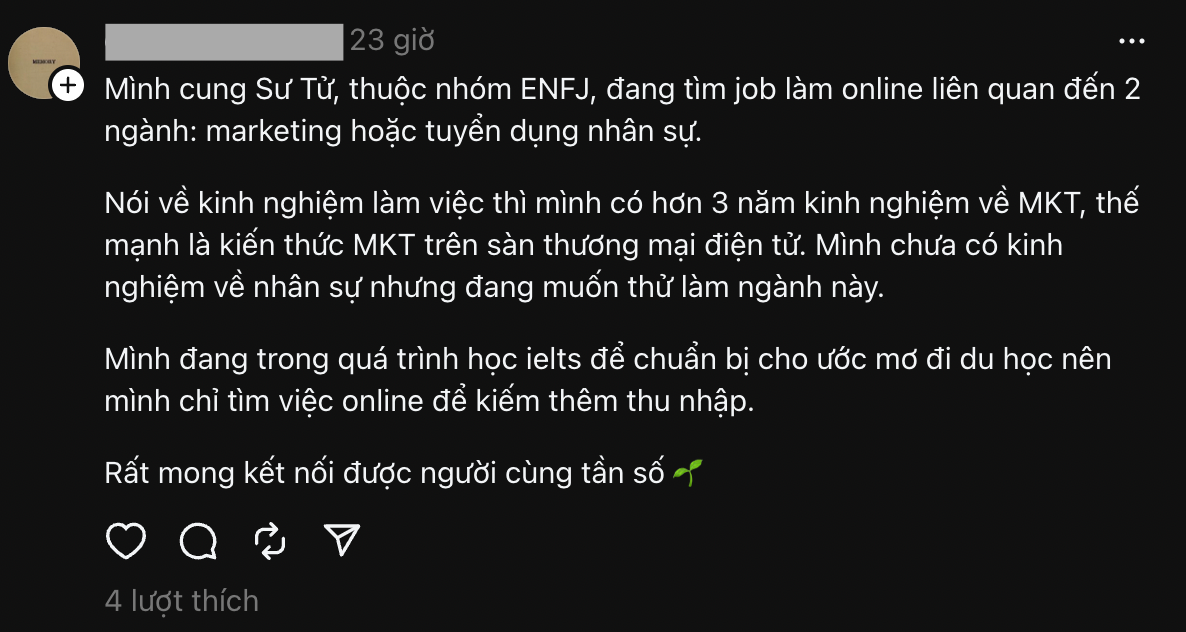 Thời Gen Z kéo nhau lên Threads tìm việc đông như trẩy hội: Không khoe bằng cấp, đăng ảnh xinh rồi viết cap thú vị là tiếp cận cả 10.000 người - Ảnh 5.