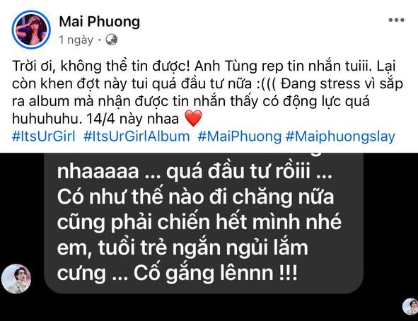 Một nữ ca sĩ tiết lộ tin nhắn động viên của Sơn Tùng M-TP, mối quan hệ giữa cả 2 gây bất ngờ! - Ảnh 1.