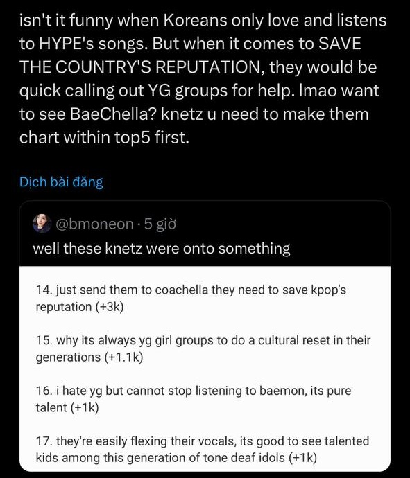 BABYMONSTER được một nam idol khẳng định nên diễn ở Coachella, netizen kêu gọi YG cứu... “danh tiếng quốc gia” - Ảnh 3.