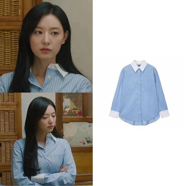 Kim Ji Won diện sơ mi xanh thanh lịch và sang quá đỗi, ngắm xong kiểu gì nàng cũng muốn sắm theo - Ảnh 1.