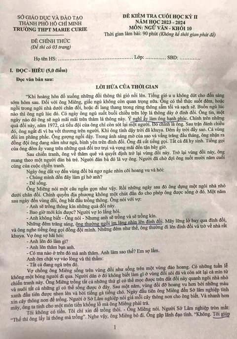 Xôn xao đề Văn cuối kỳ lớp 10 dài 3 mặt A4, đọc 30 phút không xong, đến sinh viên sư phạm còn than sao kinh khủng thế - Ảnh 1.