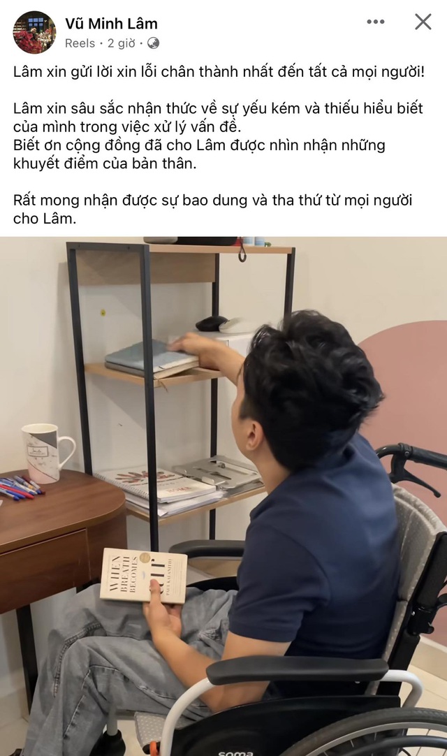 Tiktoker đi xe lăn đ&atilde; trực tiếp xin lỗi b&agrave; chủ qu&aacute;n phở, thừa nhận thiếu hiểu biết, mong được tha thứ - Ảnh 1.