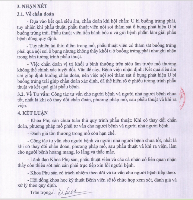 Siêu âm u nang buồng trứng phải, phẫu thuật bên trái: Bệnh viện xin lỗi - Ảnh 2.