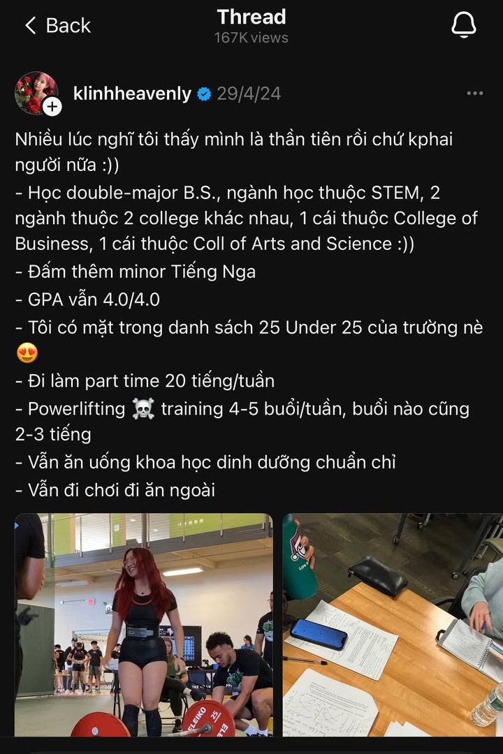 Thân Gen Z nhưng “hệ điều hành” siêu nhân: Học 2 ngành 2 nơi vẫn làm thêm, đi gym đều, ngủ đủ 8 tiếng và chill chữa lành, nể! - Ảnh 1.