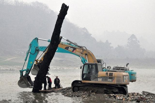 Cây gỗ dài 22m, nặng 60 tấn được phát hiện dưới sông: Giá trị ước tính hơn 10 tỷ đồng khiến cảnh sát phải phong tỏa hiện trường, máy xúc mất 2 ngày mới trục vớt được - Ảnh 1.