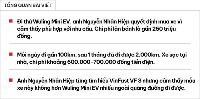 Mua Wuling Mini EV cho vợ, chủ xe chia sẻ: Quan tâm VinFast VF 3 nhưng chiều theo ý thích của vợ - Ảnh 1.