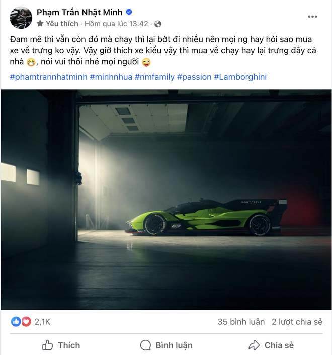 Thích chiếc siêu xe đua Lamborghini SC63, Minh Nhựa cho biết đang nghiên cứu, sẽ biến ước mơ thành hiện thực - Ảnh 2.