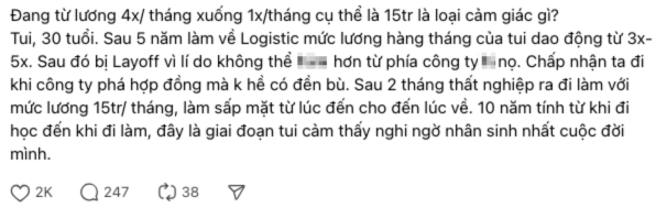 30 tuổi lương từ 40 triệu giảm đột ngột xuống còn 15 triệu: Thấy thương thân bao năm học hành, chiến đấu trong nghề - Ảnh 1.