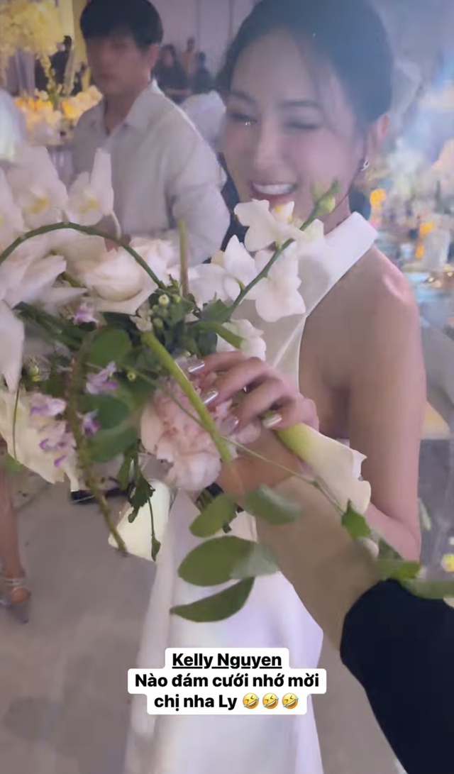 2 khách mời lao vào tranh giành hoa cưới đến tả tơi trong đám cưới của Midu  - Ảnh 3.
