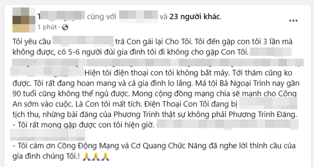 Mẹ ruột Angela Phương Trinh: Con tôi mất tích, điện thoại đang bị tịch thu, những bài đăng thật sự không phải Phương Trinh đăng - Ảnh 2.