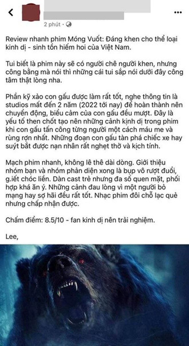 Khán giả review nóng phim Móng Vuốt: Kỹ xảo mãn nhãn, nội dung kịch tính đến nghẹt thở - Ảnh 4. Khán giả review nóng phim Móng Vuốt: Kỹ xảo mãn nhãn, nội dung kịch tính đến nghẹt thở - Ảnh 4.