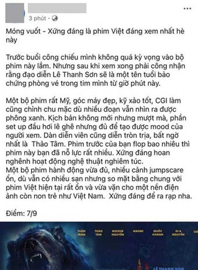 Khán giả review nóng phim Móng Vuốt: Kỹ xảo mãn nhãn, nội dung kịch tính đến nghẹt thở - Ảnh 3. Khán giả review nóng phim Móng Vuốt: Kỹ xảo mãn nhãn, nội dung kịch tính đến nghẹt thở - Ảnh 3.