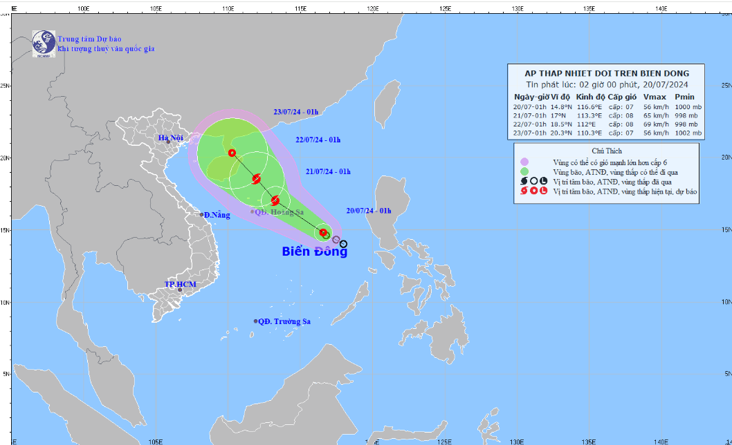 Áp thấp nhiệt đới mạnh cấp 6-7, giật cấp 9- Ảnh 1.