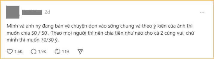 Từ chuyện cô gái muốn sống thử với bạn trai nhưng lại đòi "anh 70, em 30": Không chỉ "thử" mà cả khi chung sống thật, phân chia tài chính rạch ròi mới là điều kiện tiên quyết để giữ nhau- Ảnh 1.