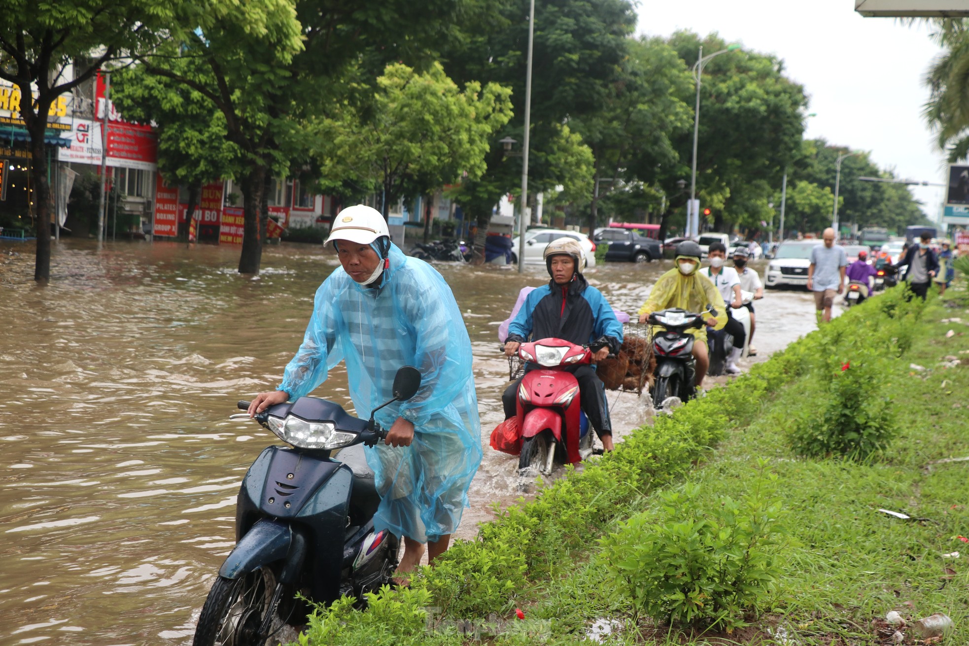 "Ốc đảo triệu đô" ngập sâu, người dân vật vã lội nước đi làm- Ảnh 16.