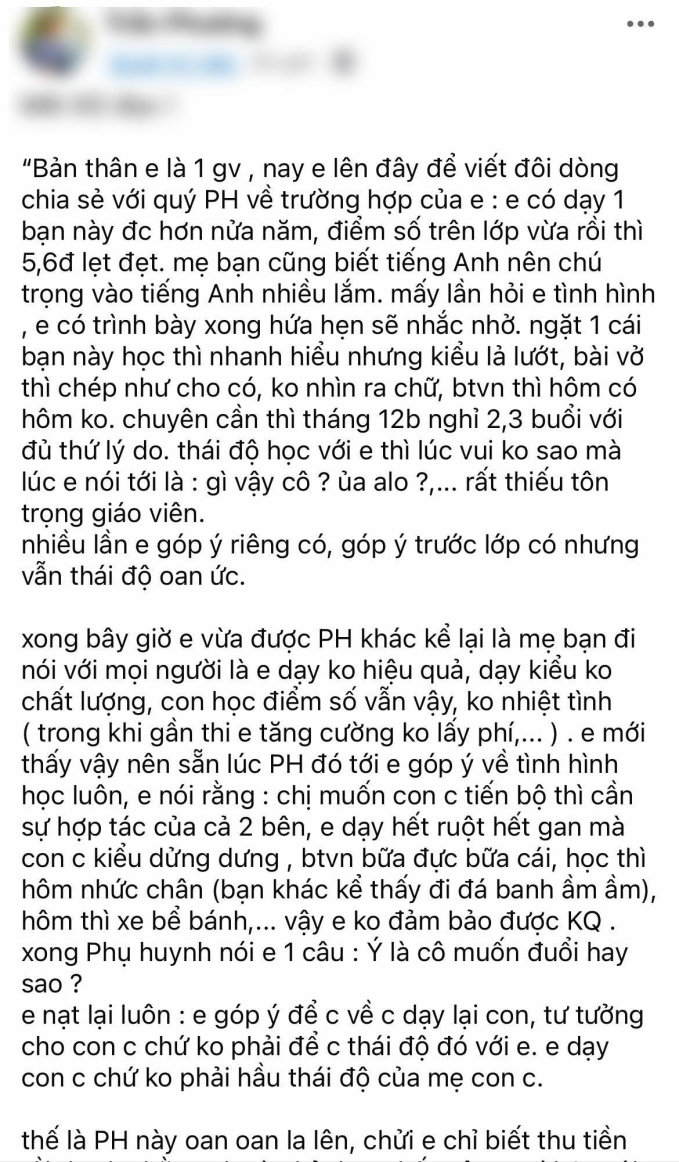 Giáo viên đăng bài tố phụ huynh bênh con mù quáng, nhiều người đọc xong cảm thán: Cô đang để "cái tôi" cao quá- Ảnh 1.