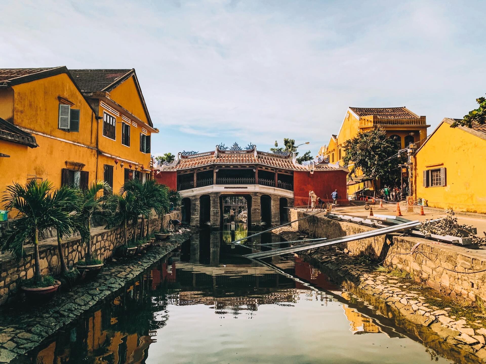 The Japanese Bridge in Hoi An under blue skies during April