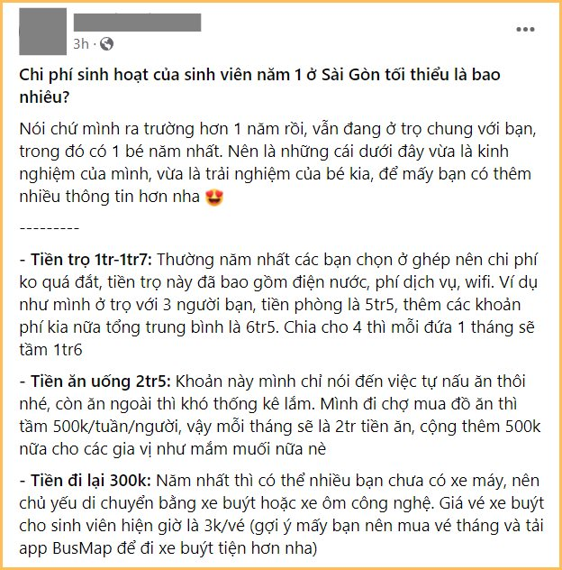 Sinh viên ở TP.HCM mỗi tháng tiêu hết 6 triệu: Nghe tưởng nhiều nhưng “soi” chi tiết cũng chẳng cắt giảm được khoản nào- Ảnh 1.