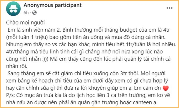 Tân sinh viên cần lấy bảng chi tiêu này làm thước đo mẫu mực: Chuẩn chỉ đâu ra đấy, vẫn dư tiền dự phòng- Ảnh 1.