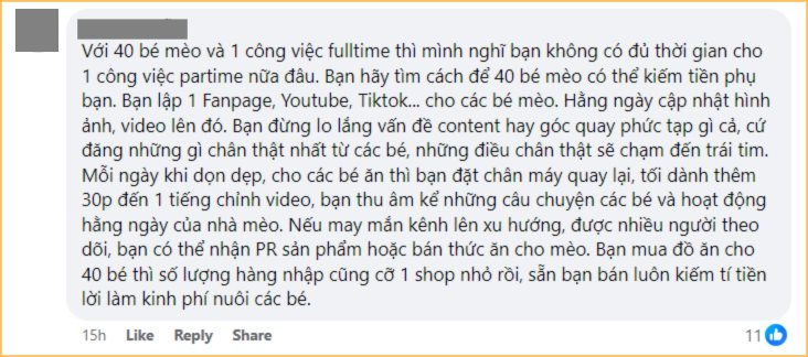 35 tuổi, lương 12 triệu không đủ sống còn nuôi 40 con mèo, người phụ nữ khiến CĐM bức xúc: “Thương động vật nhưng cũng phải thương bố mẹ mình nữa chứ!”- Ảnh 6.