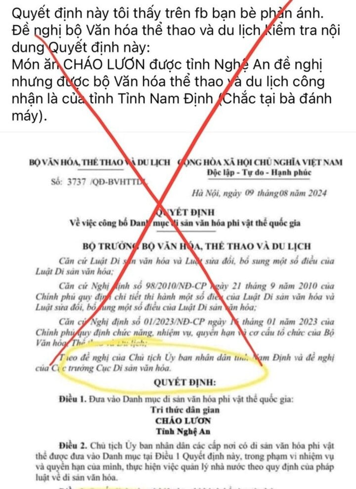 Bộ VHTTDL bác bỏ thông tin 