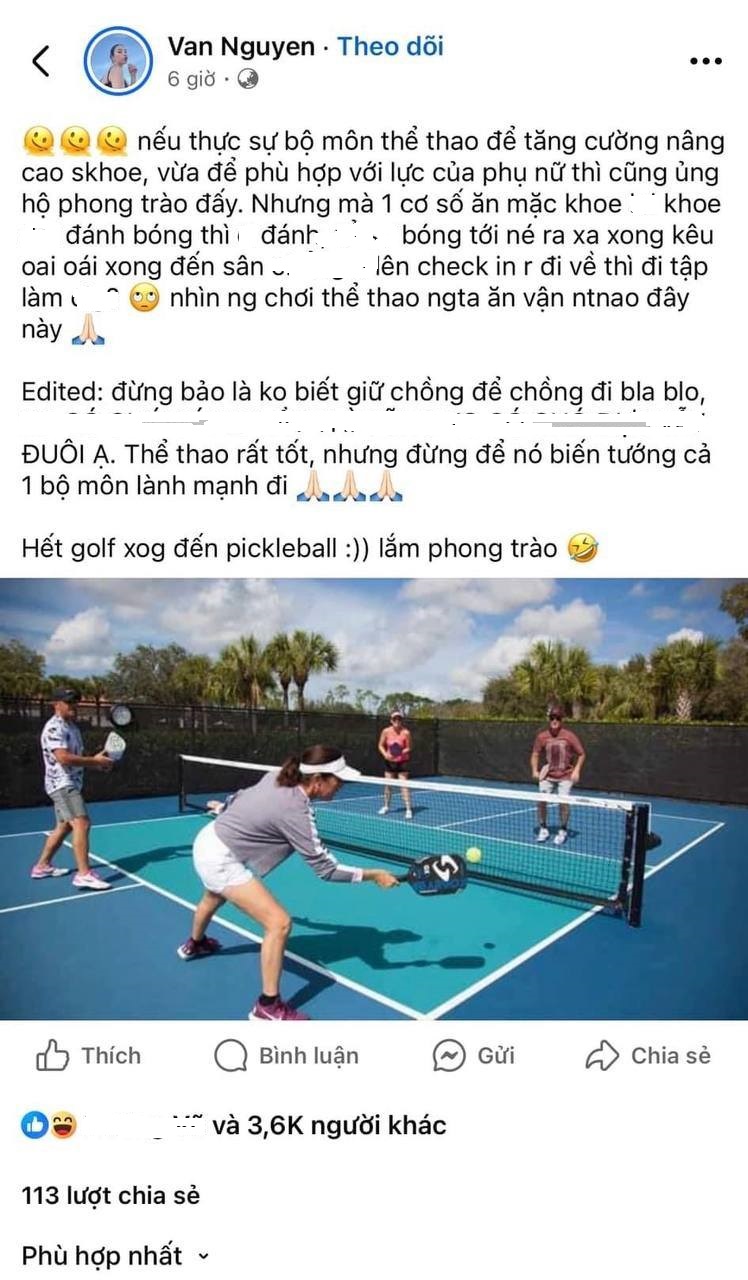 "Nữ đại gia" hot MXH tuyên bố mở sân Pickleball: "Phụ nữ đẹp nhưng đừng dung tục"- Ảnh 1.