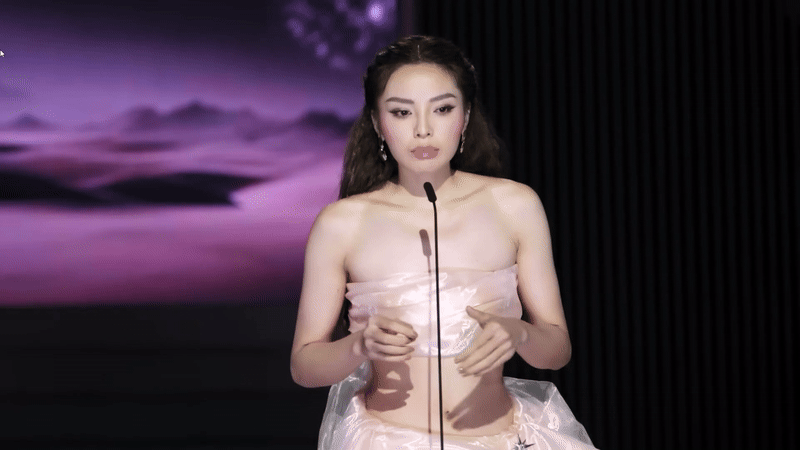 Kỳ Duyên "hiện nguyên hình" trong phần thi ứng xử Miss Universe Vietnam- Ảnh 1.