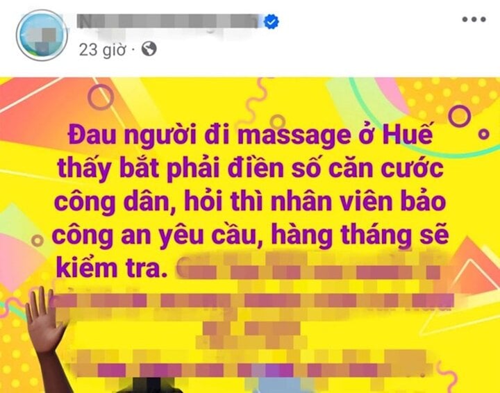 'Đi massage phải điền số căn cước công dân': Công an TP Huế nói gì?- Ảnh 2.