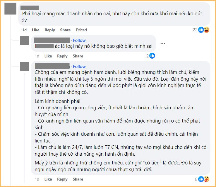 Mê kinh doanh nhưng thiếu nhiệt huyết, thất bại liên tục để vợ phải gồng gánh một mình: Làm chồng như vậy có đáng để phụ nữ tiếp tục đóng vai "hậu phương"?- Ảnh 3.