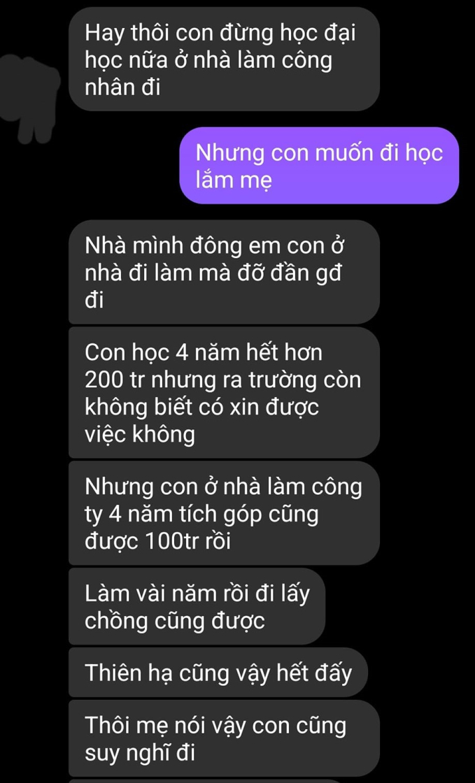 Đoạn tin nhắn của 2 mẹ con khiến gần hàng nghìn người rơi lệ, đôi khi giấc mơ đại học của con lại là gánh nặng của cha mẹ- Ảnh 1.