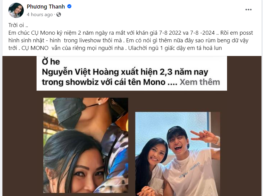 Chuyện Phương Thanh "hẹn hò" MONO kém 27 tuổi: Từ bài đăng gây sốc đến hiểu lầm khiến chính chủ phải lập tức đính chính!- Ảnh 6.