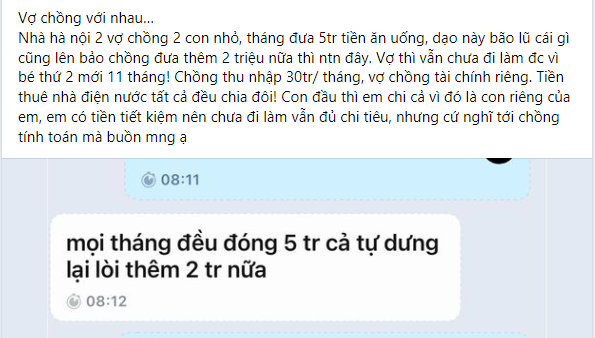 Xin chồng thêm 2 triệu tiền ăn vì sau bão giá cả tăng, vợ ở nhà chăm con nhỏ tủi thân vì bị hạch sách- Ảnh 1.