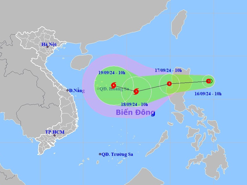 Hướng đi và thời điểm áp thấp nhiệt đới trở thành bão số 4 trên Biển Đông- Ảnh 1.