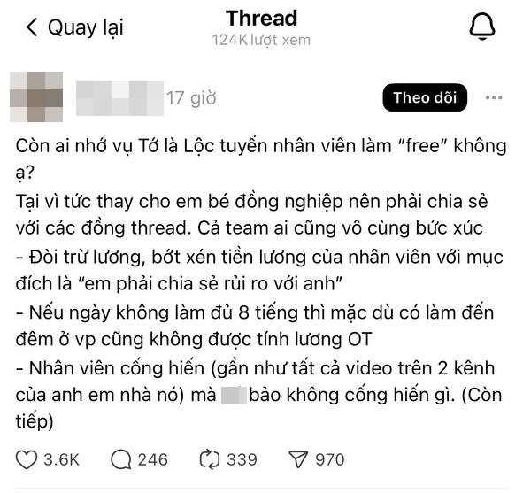 Xôn xao vụ Lộc và nàng Mơ bất ngờ bị tố cắt xén tiền lương, đuổi việc nhân viên với lý do gây sốc- Ảnh 1.