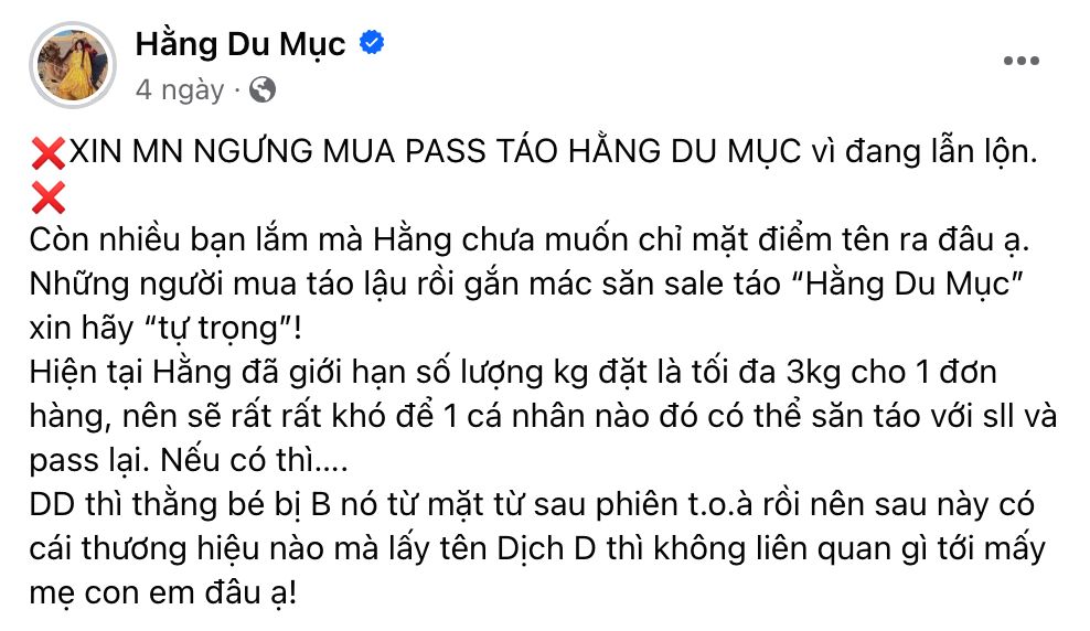 Hằng Du Mục "tuyên chiến" với những người bán táo đỏ của Tôn Bằng nhưng lại dùng tên cô- Ảnh 5.