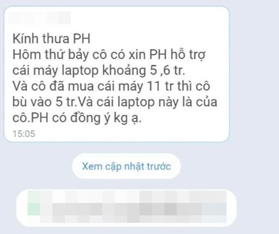 Cô giáo xin ủng hộ tiền mua laptop lên tiếng: Không "dỗi" phụ huynh, tạo bình chọn để có cớ từ chối?- Ảnh 1.