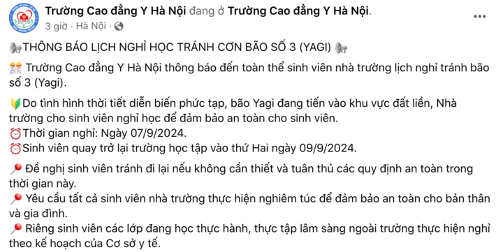 Nhiều trường đại học hoãn nhập học, cho sinh viên nghỉ tránh bão Yagi- Ảnh 1.