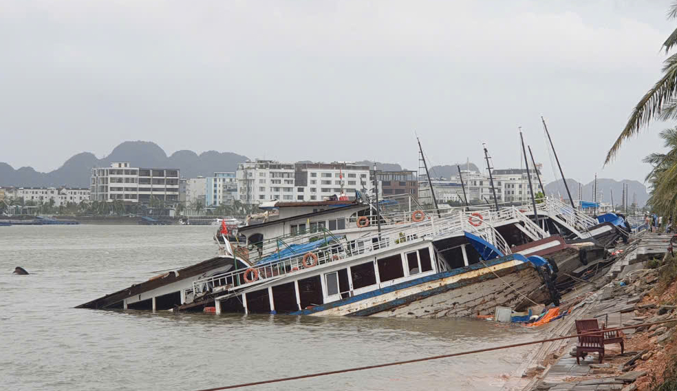 Hàng chục tàu du lịch ở Tuần Châu bị chìm trong bão dữ Yagi, thiệt hại hàng tỉ đồng- Ảnh 1.