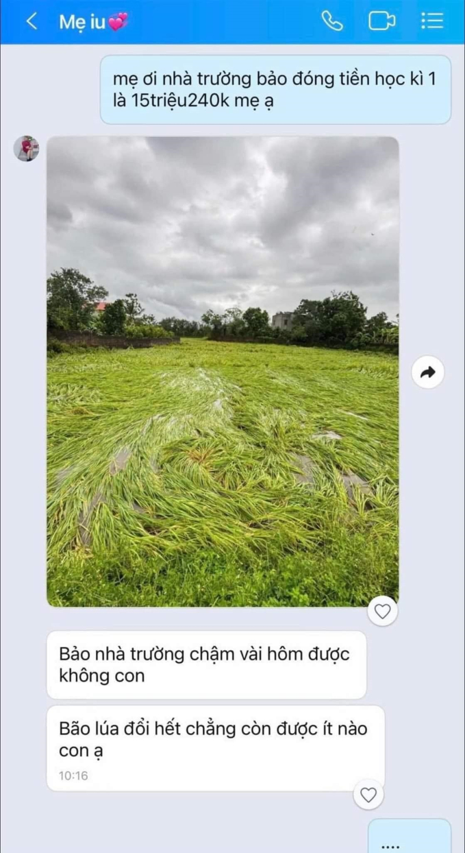 Đoạn tin nhắn đọc mà nhói lòng của 2 mẹ con: Bão thổi bay "tiền đóng học" rồi con ơi!- Ảnh 1.